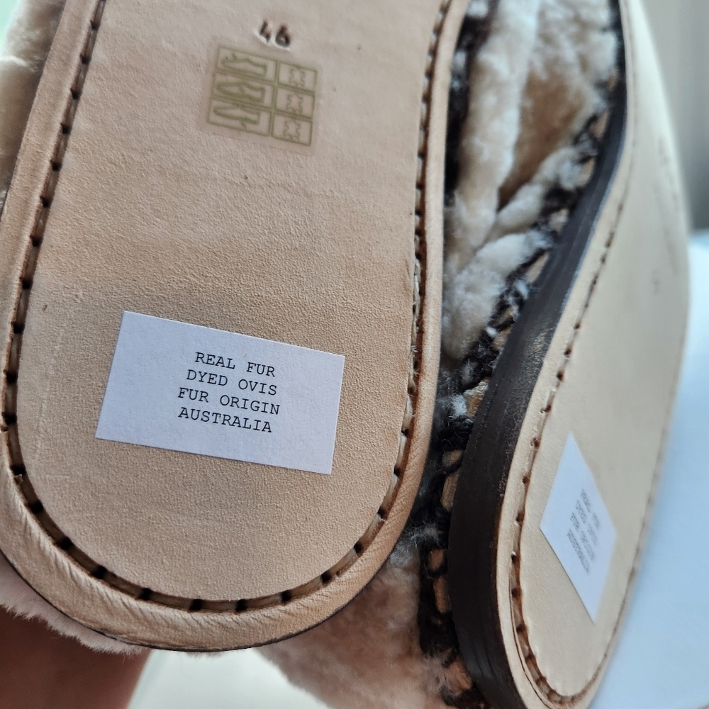 Bode Beige Greco Shearling Slippers size 46 BNWB (no lid) - Picture 12 of 13